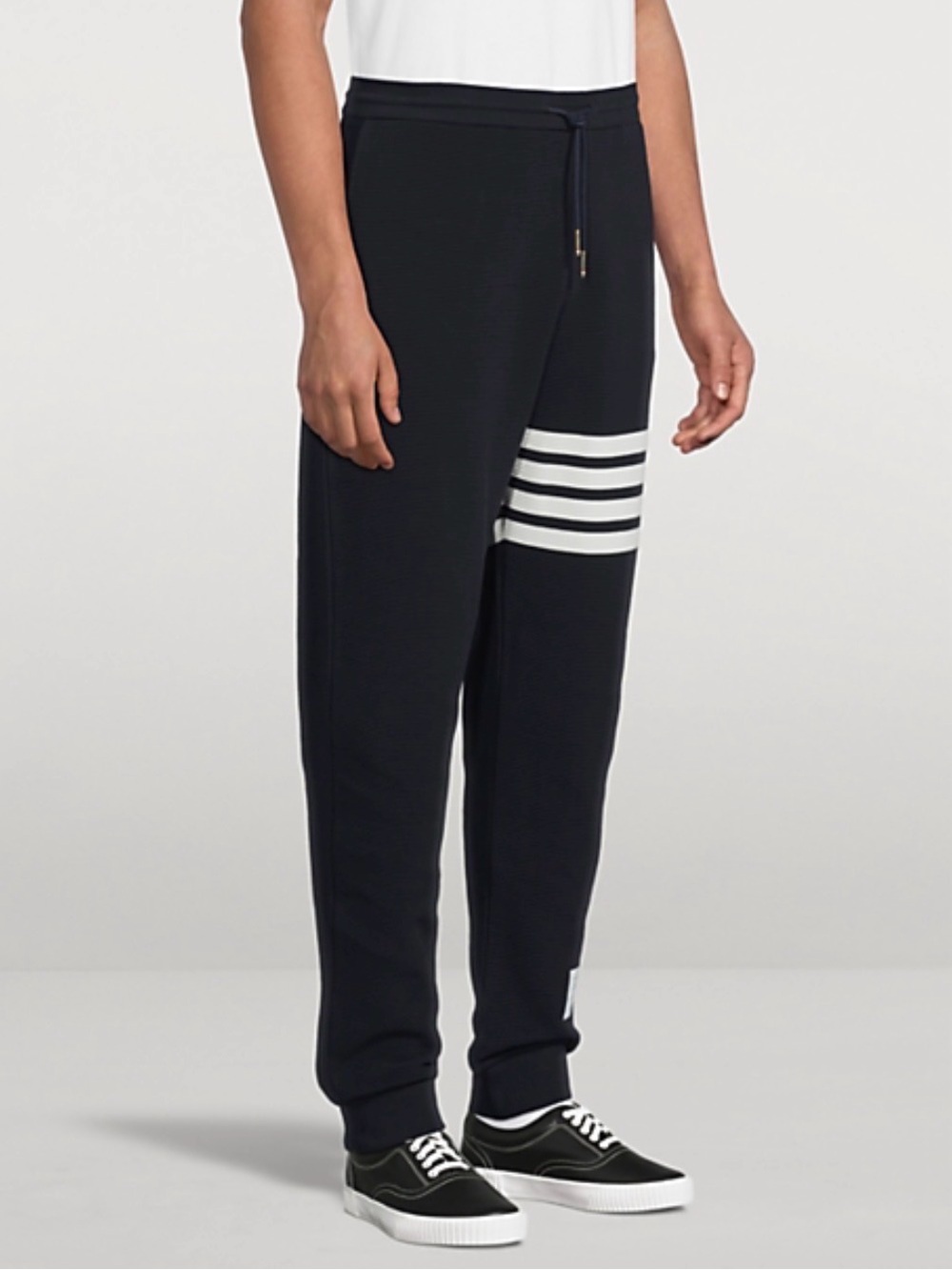 Thom Browne Navy Waffle Knit 4-Bar Jogger Sweatpants
